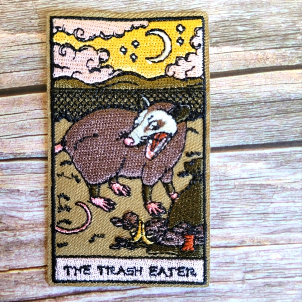 The Trash Eater Opossum Tarot Witchy Embroidered Iron on Patch